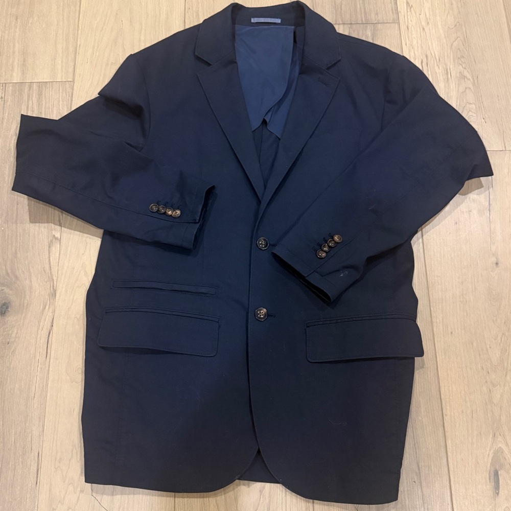 Faherty Navy Single-Breasted Blazer